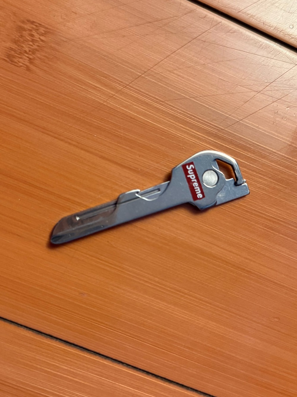 Supreme Silver Key Multi-Tool with Red Logo - Men Accessories